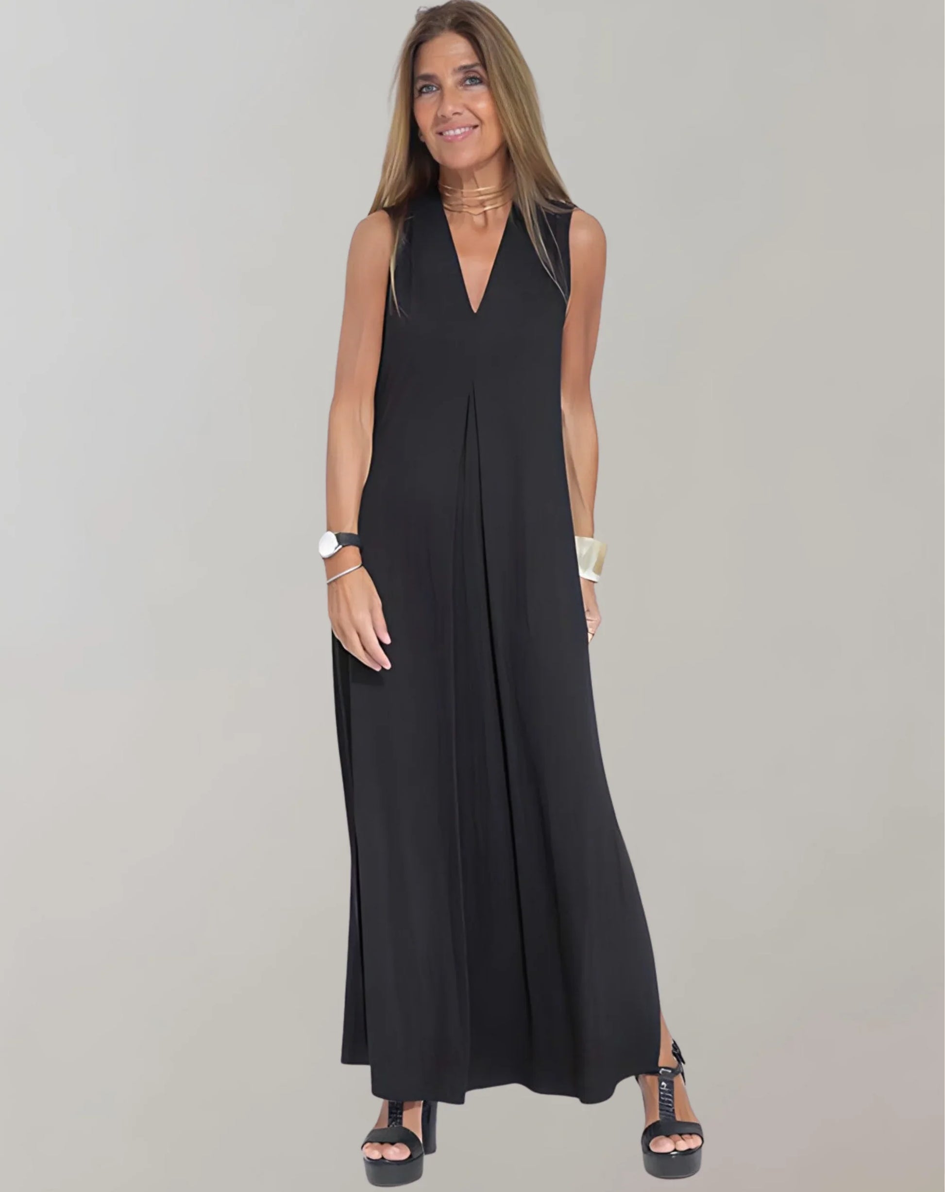 Freda Dress | Women's V-Neck Sheath Maxi Dress