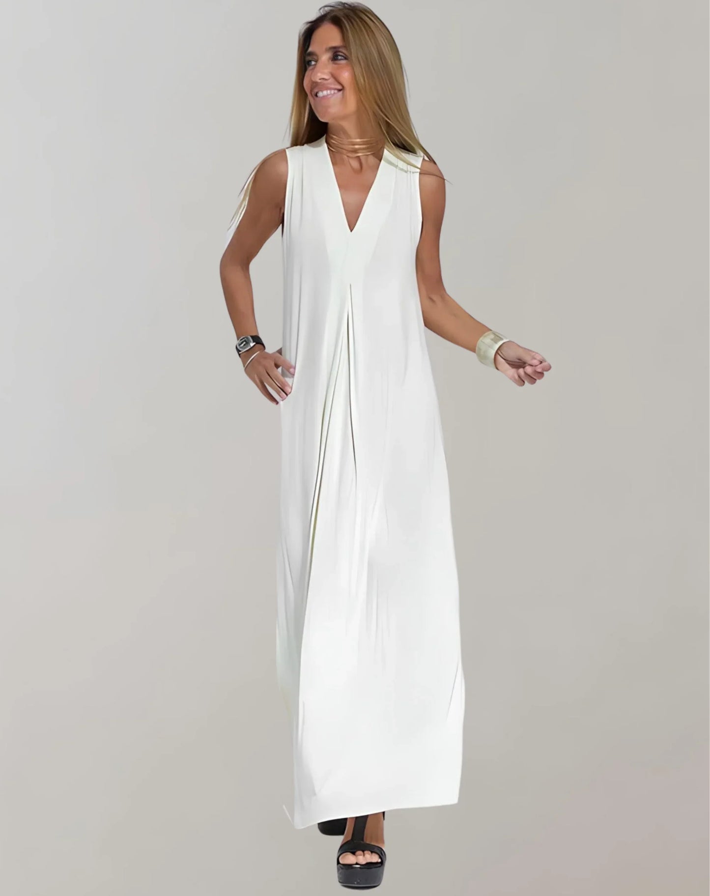 Freda Dress | Women's V-Neck Sheath Maxi Dress