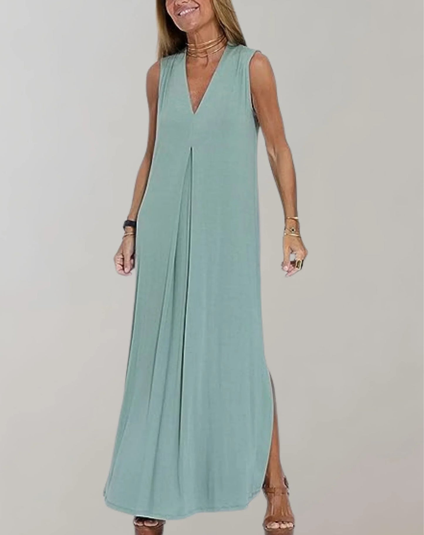Freda Dress | Women's V-Neck Sheath Maxi Dress