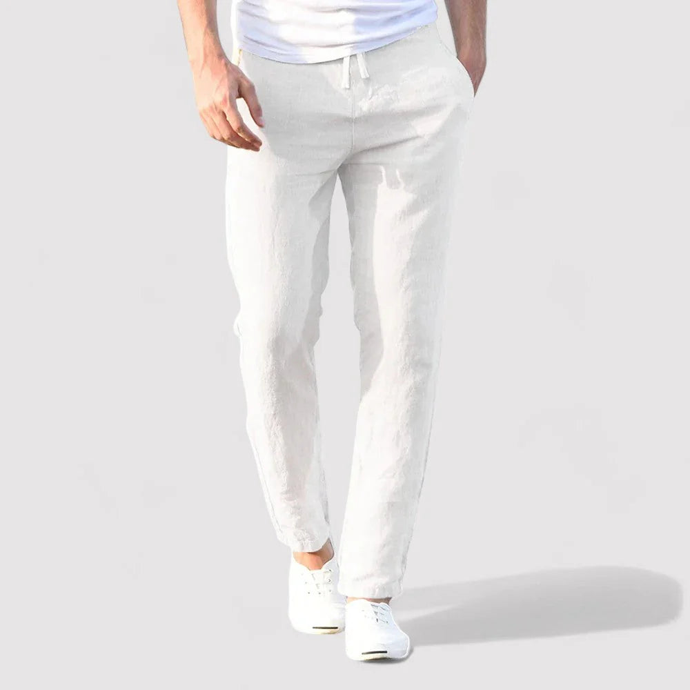 Gabby Trousers | Men's Drawstring Casual Linen Trousers