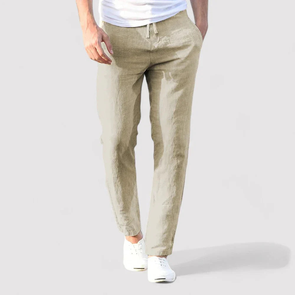 Gabby Trousers | Men's Drawstring Casual Linen Trousers