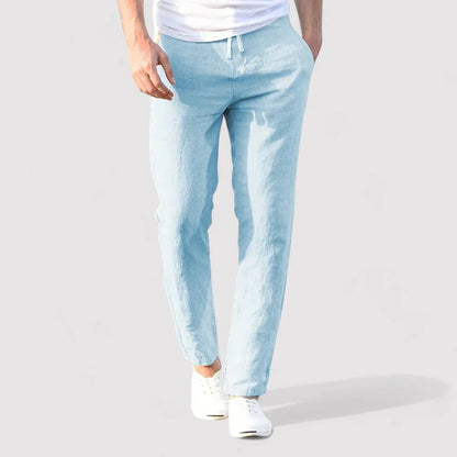 Gabby Trousers | Men's Drawstring Casual Linen Trousers
