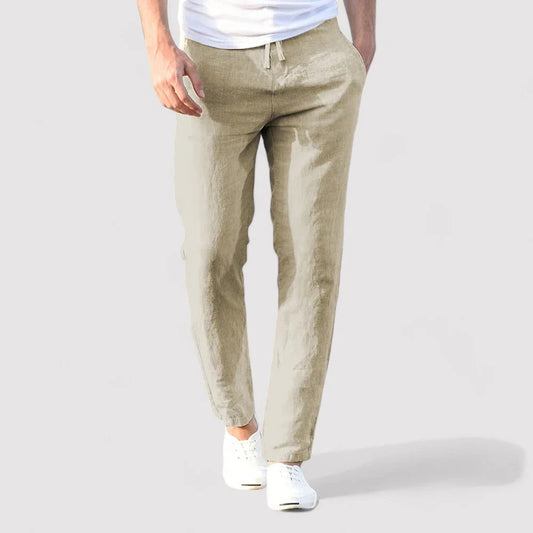 Gabby Trousers | Men's Drawstring Casual Linen Trousers