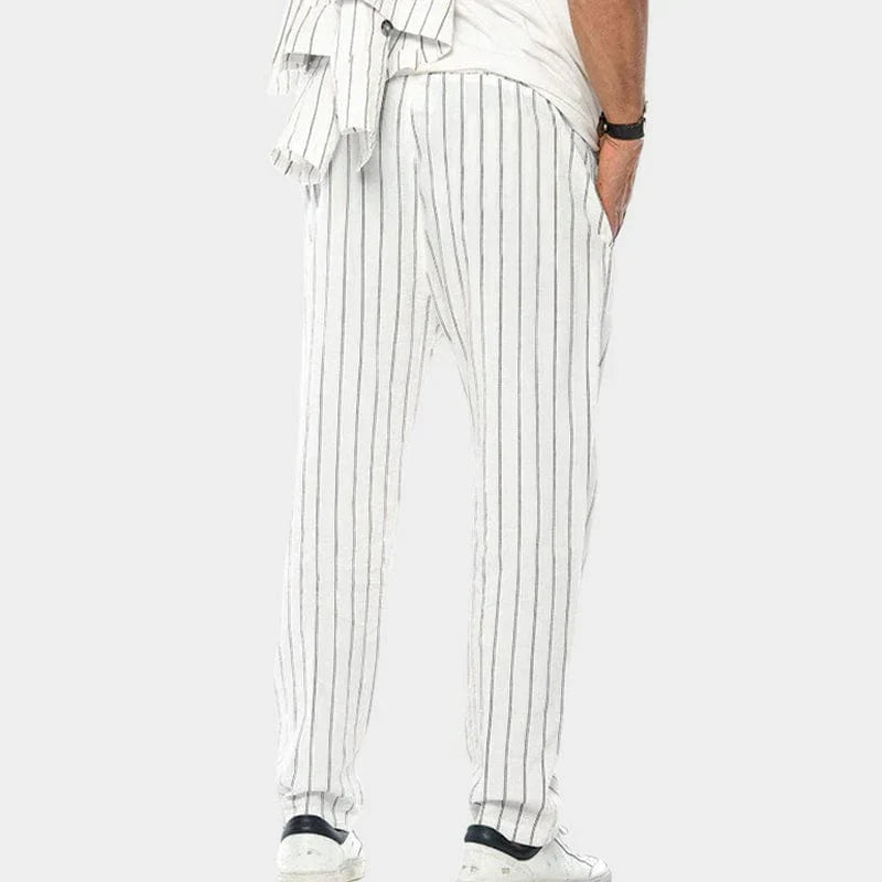 Gary Trousers | Men's Striped Adjustable Waistband Pants