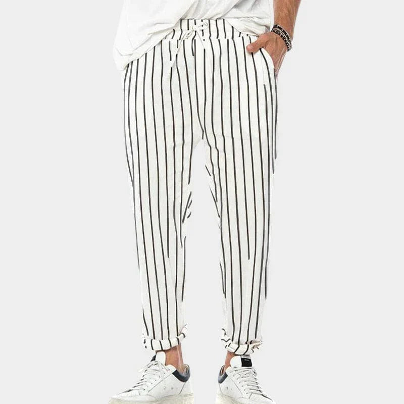 Gary Trousers | Men's Striped Adjustable Waistband Pants