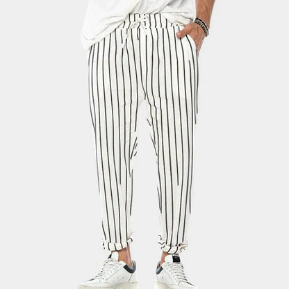 Gary Trousers | Men's Striped Adjustable Waistband Pants
