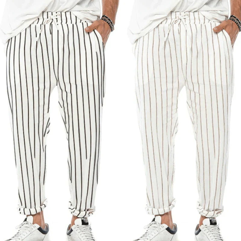 Gary Trousers | Men's Striped Adjustable Waistband Pants