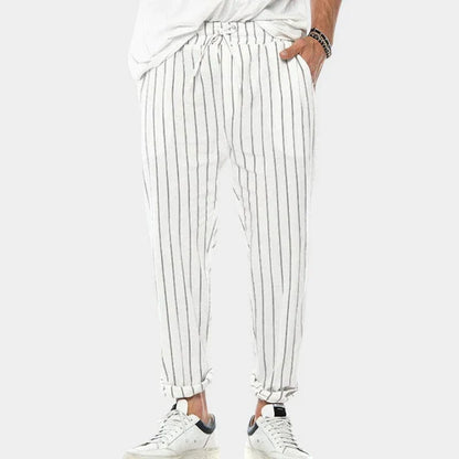 Gary Trousers | Men's Striped Adjustable Waistband Pants