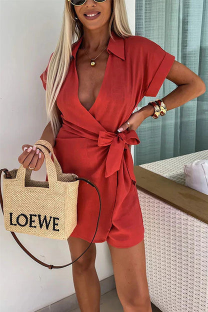 Genie Jumpsuit | Short Belted Jumpsuit
