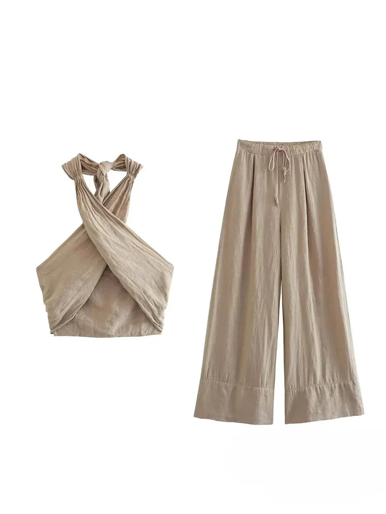Georgiana Set | Chic Halterneck Top & Pants Set
