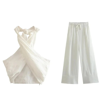 Georgiana Set | Chic Halterneck Top & Pants Set