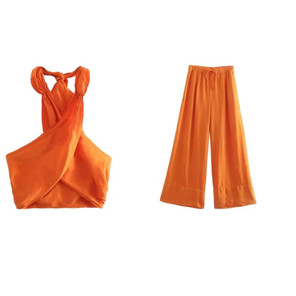 Georgiana Set | Chic Halterneck Top & Pants Set