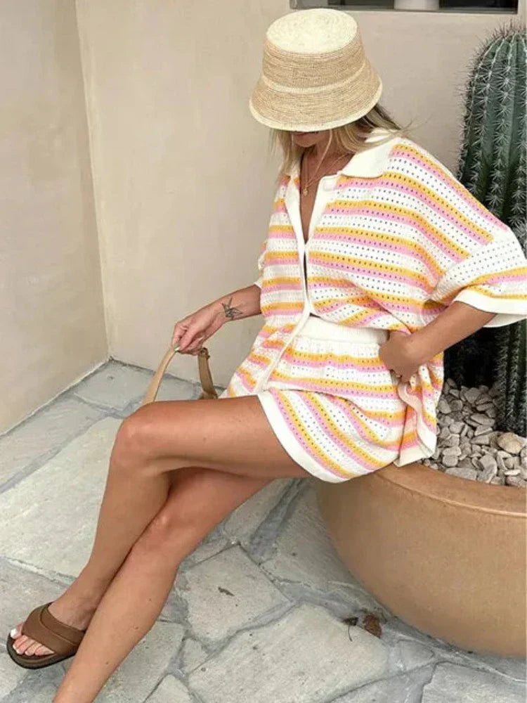 Gillian Set | Casual Striped Two Piece Set