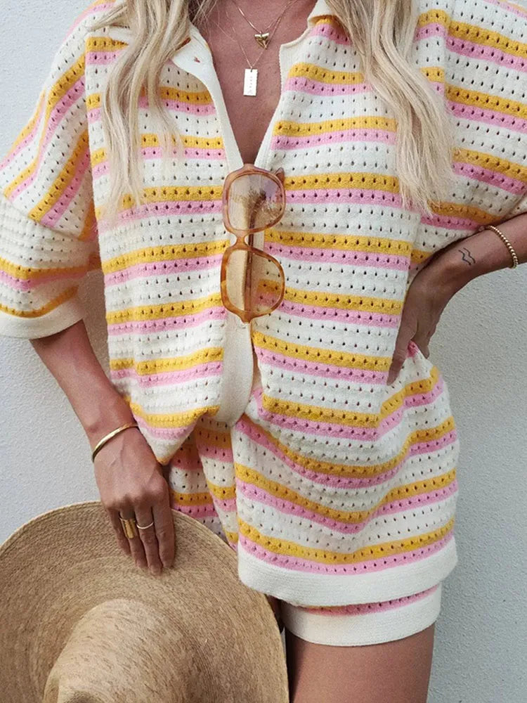 Gillian Set | Casual Striped Two Piece Set