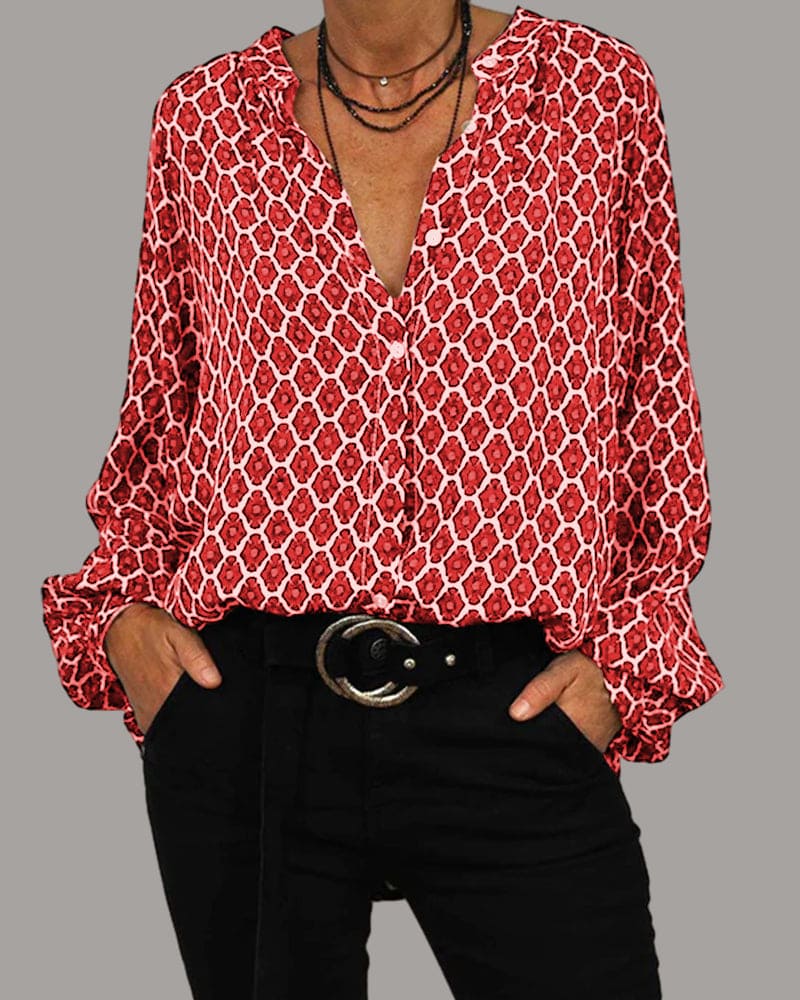 Ginella Blouse | Long Sleeve Button Casual Blouse