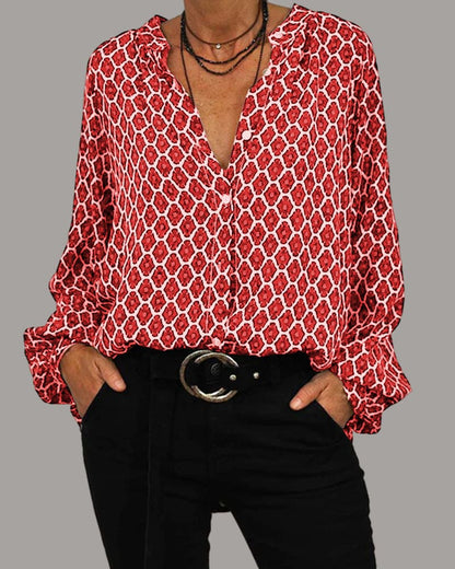 Ginella Blouse | Long Sleeve Button Casual Blouse