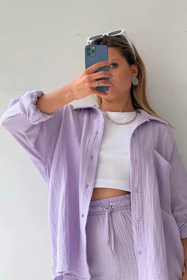 Ginny Set | Women's Two-Piece Long Sleeve & Shorts Set