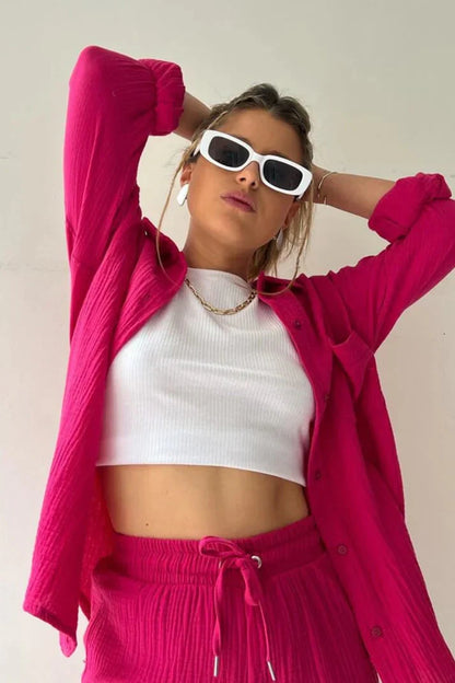 Ginny Set | Women's Two-Piece Long Sleeve & Shorts Set