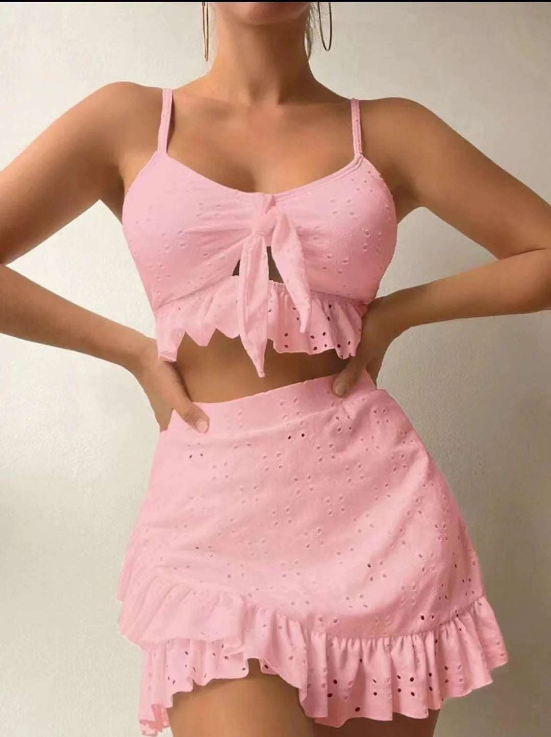 Greta Swimwear | Women's 3-Piece Ruffle Bikini Set with Skirt