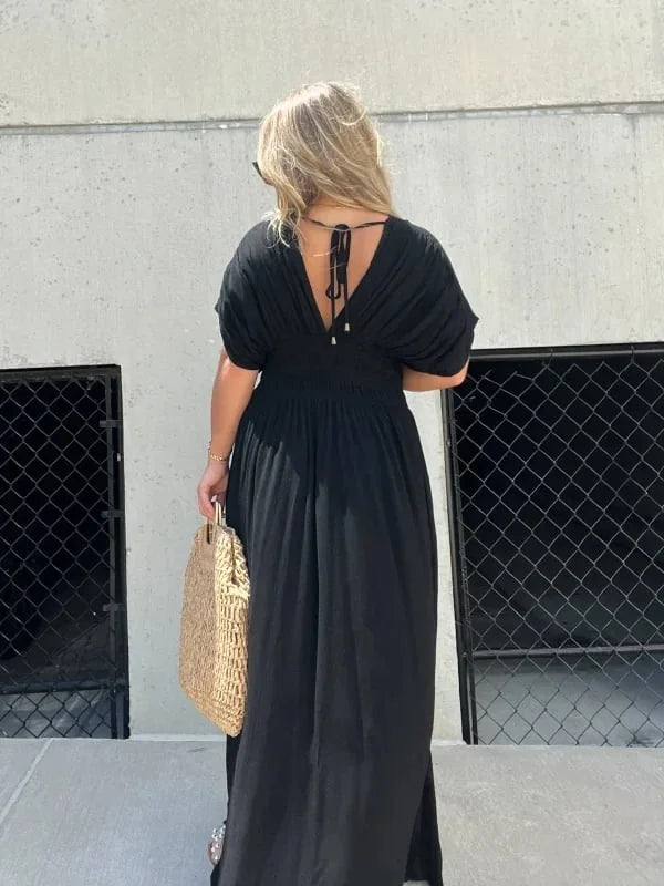 Gretchen Dress | Women's Comfy V-Neck Long Dress