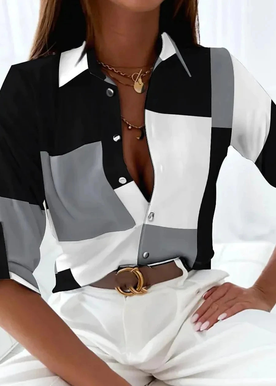 Gwendolyn Blouse | Long Sleeve Printed Button-Down Blouse