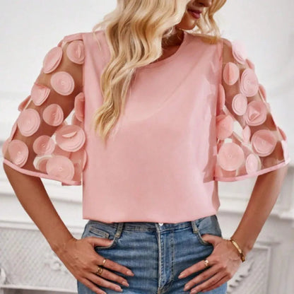 Harlie Blouse | Women's Mesh Sleeve Splicing Blouse