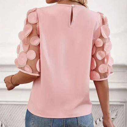 Harlie Blouse | Women's Mesh Sleeve Splicing Blouse