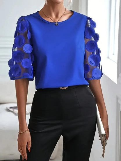 Harlie Blouse | Women's Mesh Sleeve Splicing Blouse