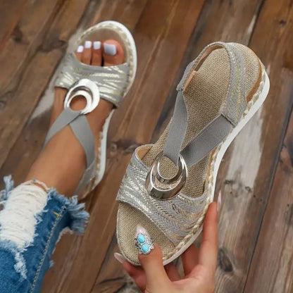 Hayven Sandals | Fashion Wedge Sandals with Statement Ring Detail