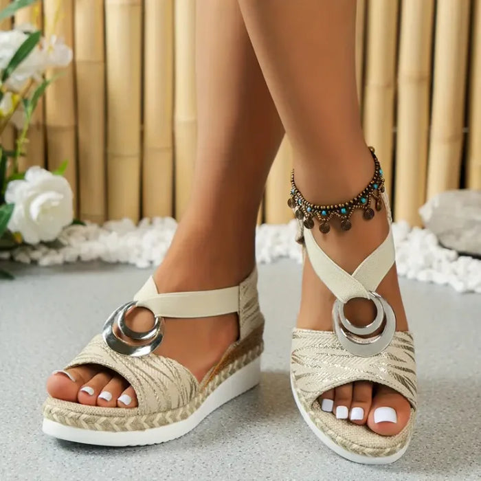 Hayven Sandals | Fashion Wedge Sandals with Statement Ring Detail