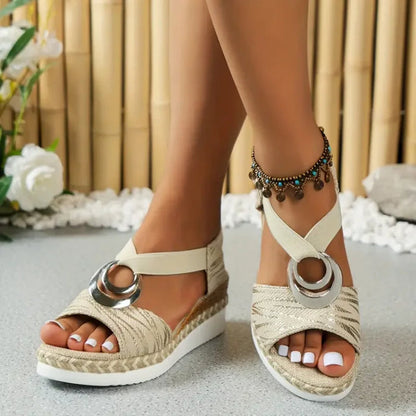 Hayven Sandals | Fashion Wedge Sandals with Statement Ring Detail