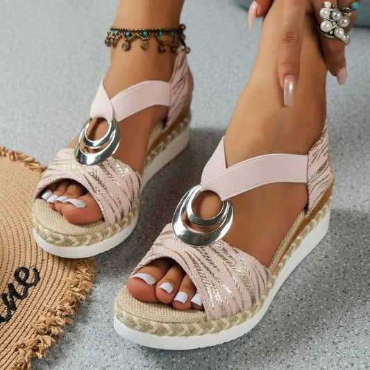 Hayven Sandals | Fashion Wedge Sandals with Statement Ring Detail