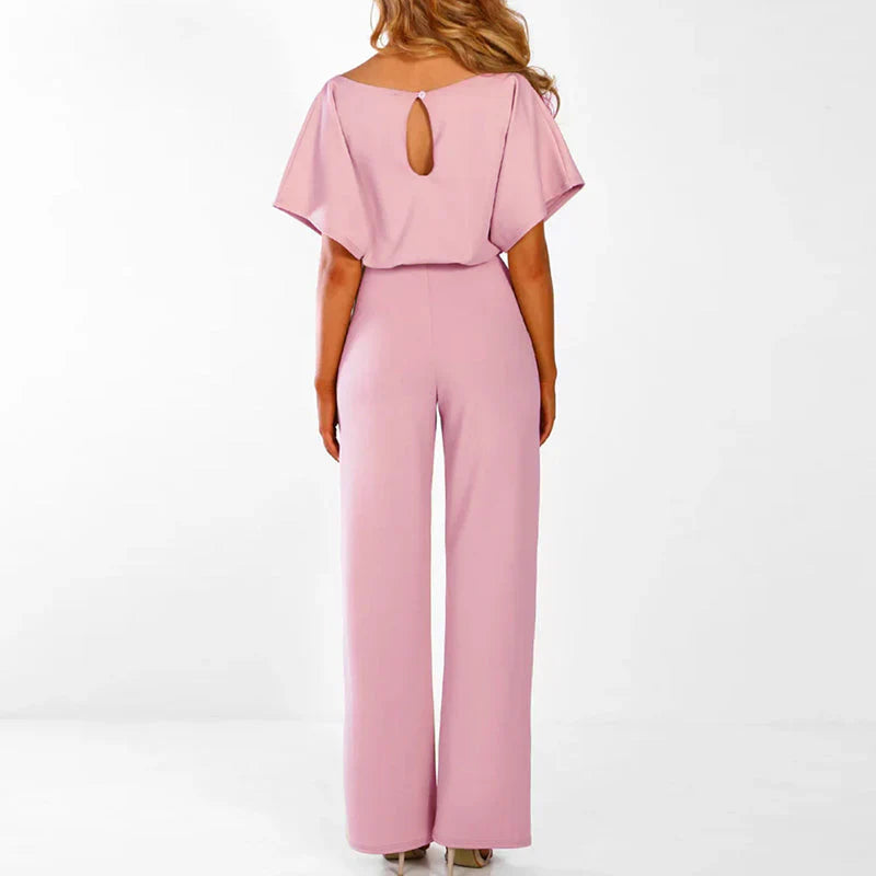 Hettie Jumpsuit | Women's Bat Sleeve Belted Lace-Up Jumpsuit