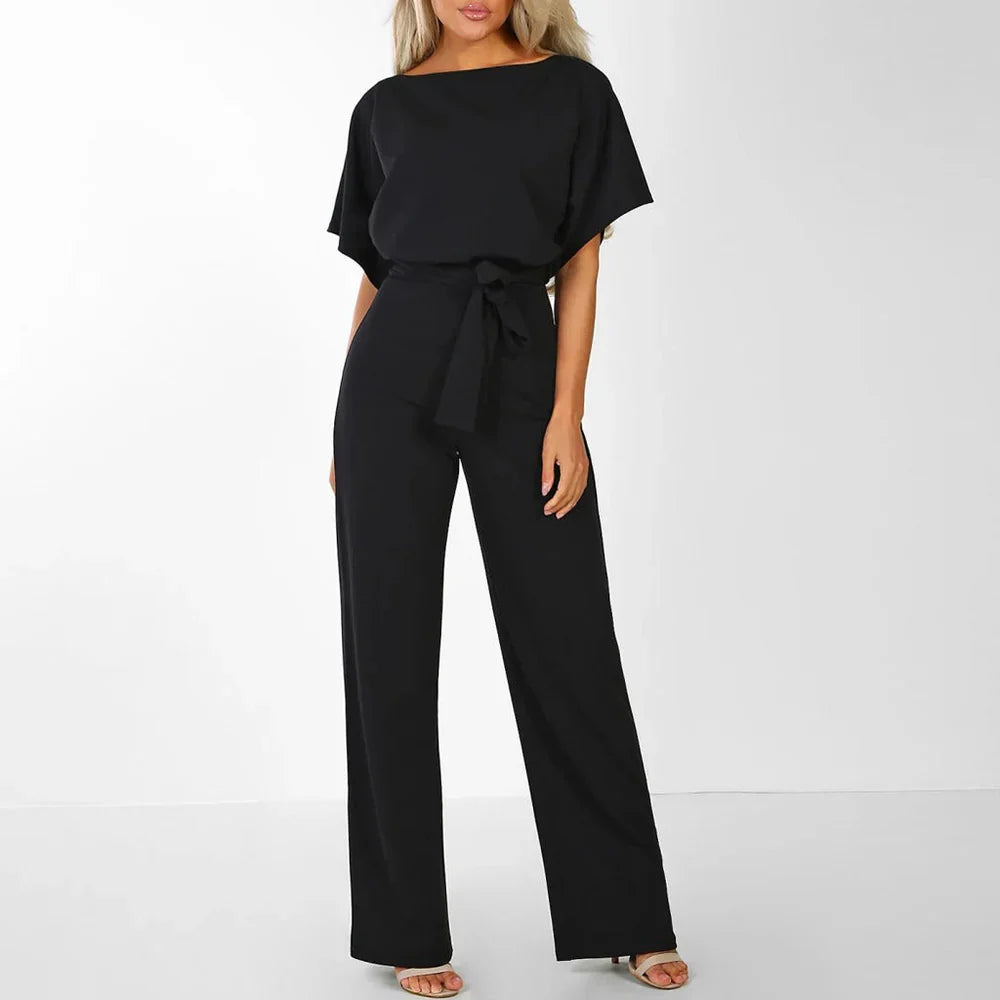 Hettie Jumpsuit | Women's Bat Sleeve Belted Lace-Up Jumpsuit