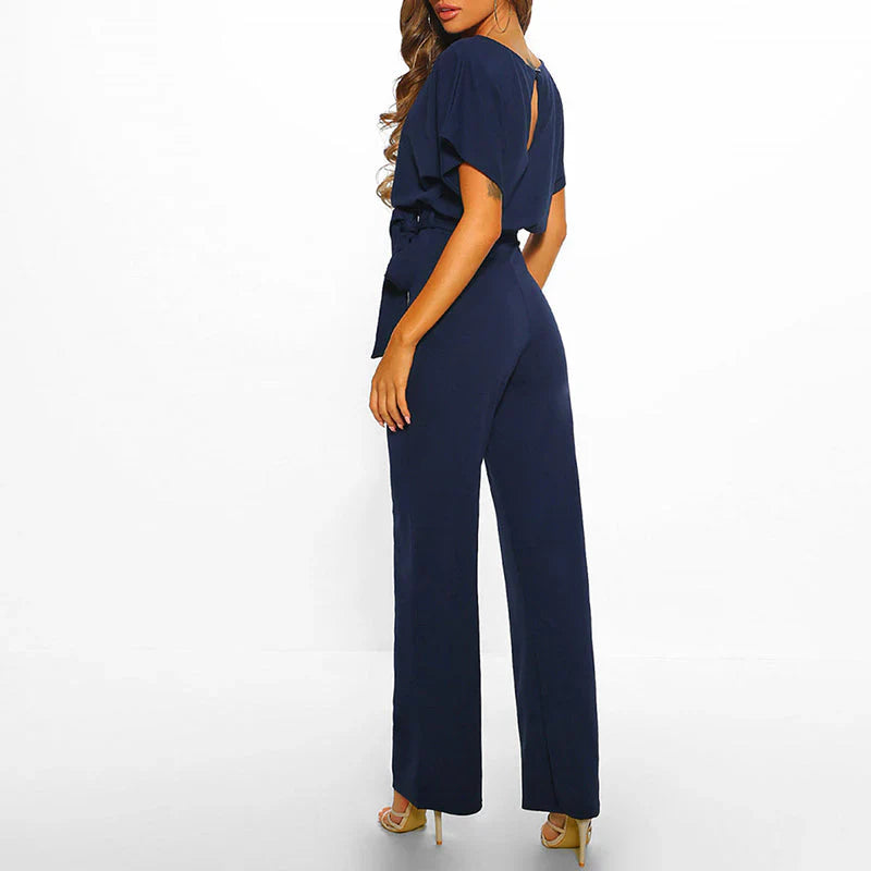 Hettie Jumpsuit | Women's Bat Sleeve Belted Lace-Up Jumpsuit