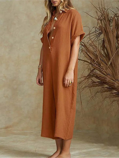 Hetty Jumpsuit | Casual Summer Button Down Loose Jumpsuit