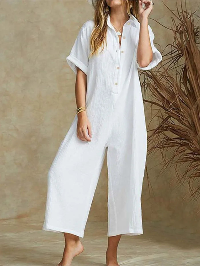 Hetty Jumpsuit | Casual Summer Button Down Loose Jumpsuit