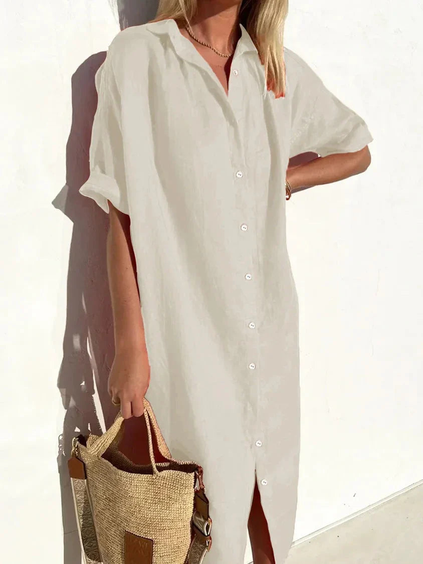 Illaria Dress | Linen Button-Down Shirt Dress