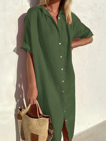 Illaria Dress | Linen Button-Down Shirt Dress