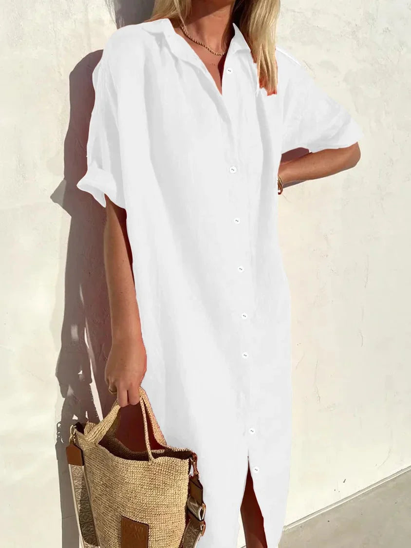 Illaria Dress | Linen Button-Down Shirt Dress
