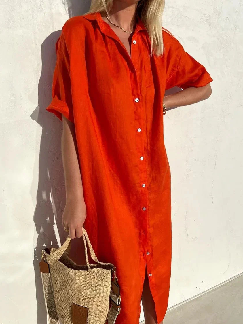 Illaria Dress | Linen Button-Down Shirt Dress