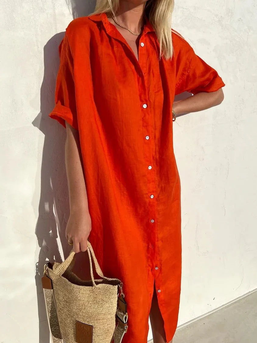 Illaria Dress | Linen Button-Down Shirt Dress