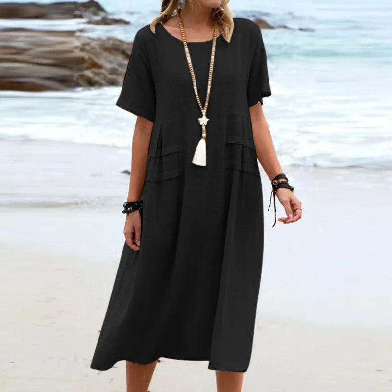 Ina Dress | Summer Casual Round Neck Midi Dress