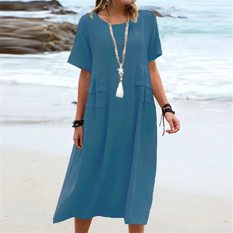 Ina Dress | Summer Casual Round Neck Midi Dress
