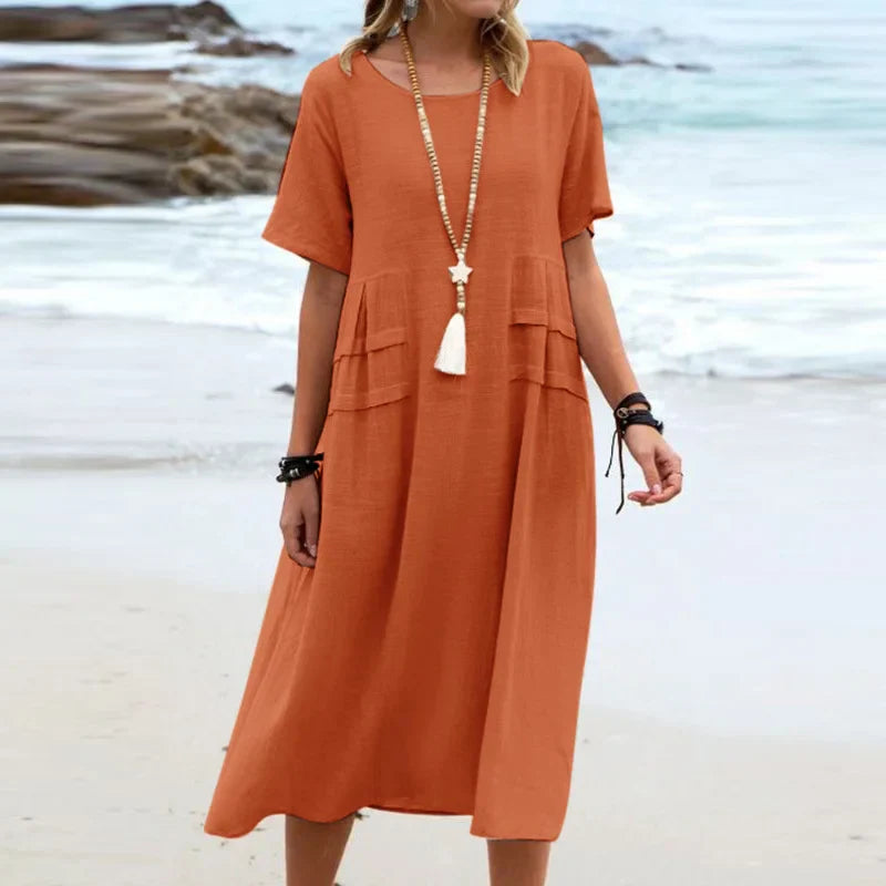 Ina Dress | Summer Casual Round Neck Midi Dress
