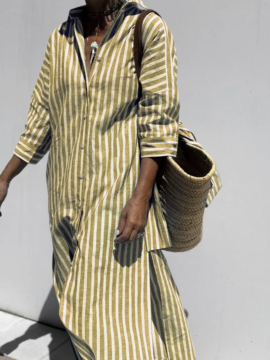Inara Dress | Summer Loose Fit Striped Shirt Dress