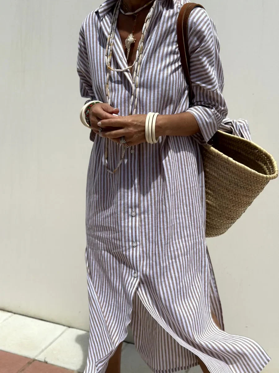 Inara Dress | Summer Loose Fit Striped Shirt Dress