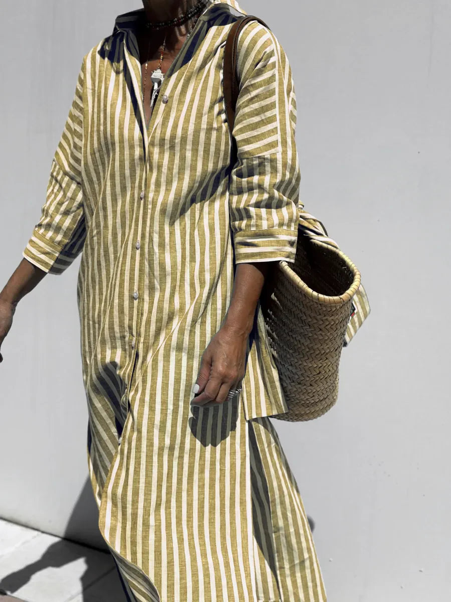 Inara Dress | Summer Loose Fit Striped Shirt Dress