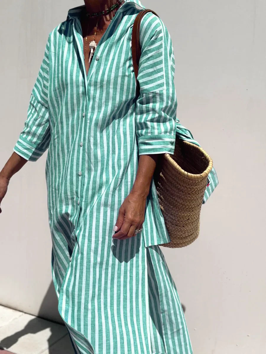Inara Dress | Summer Loose Fit Striped Shirt Dress