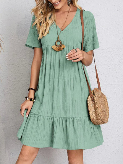 Ines Dress | Summer Short Sleeve Loose Fit Ruffle Hem Dress